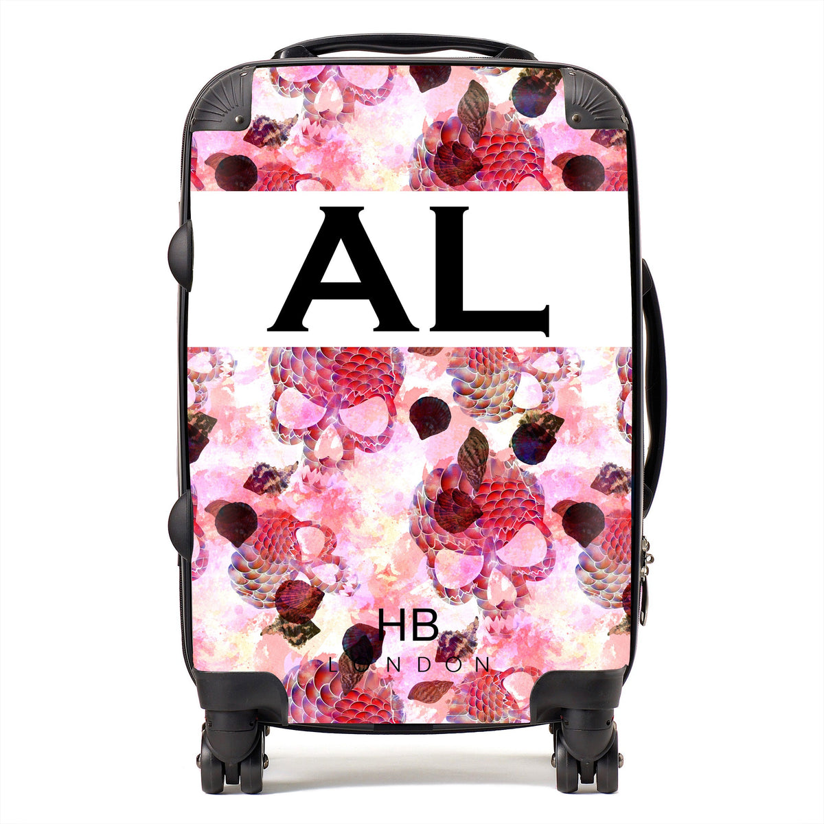 Pink Mermaid Skull Initial Personalised Suitcase