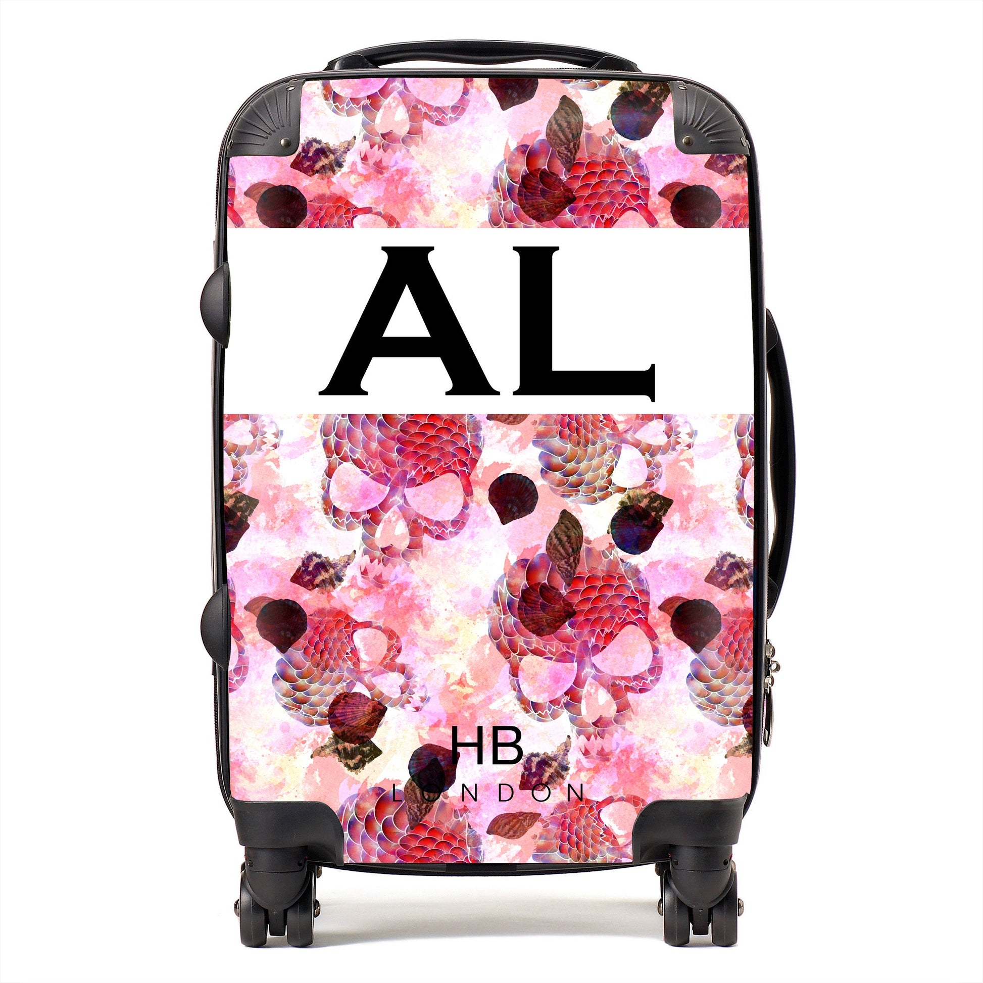 Pink Mermaid Skull Initial Personalised Suitcase-1