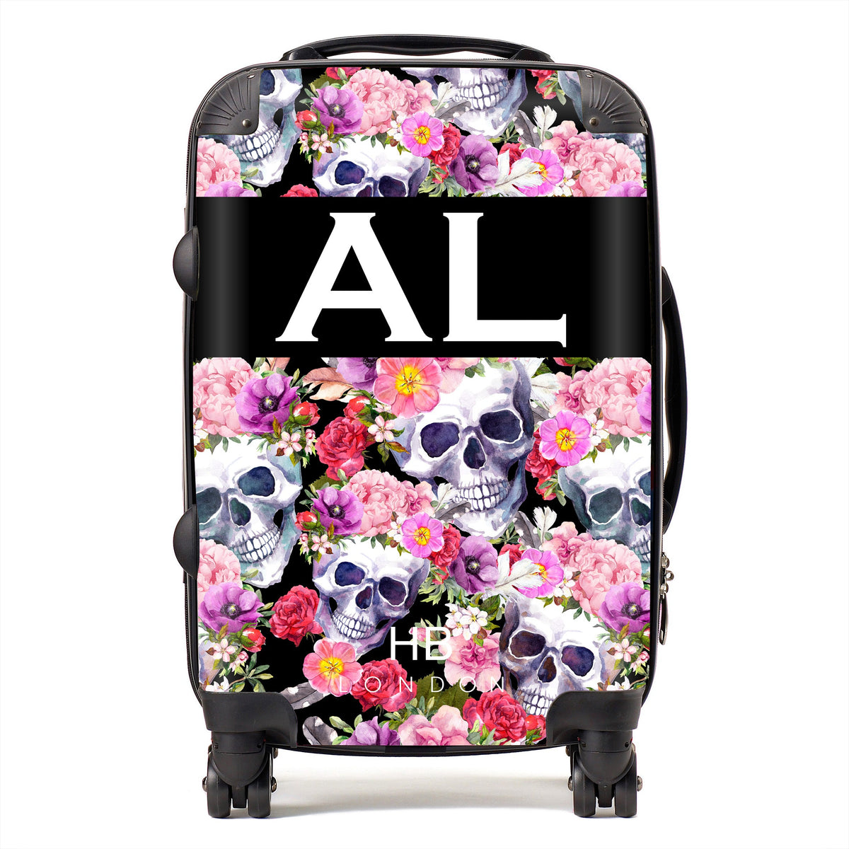 Floral Skull Initial Personalised Suitcase-1