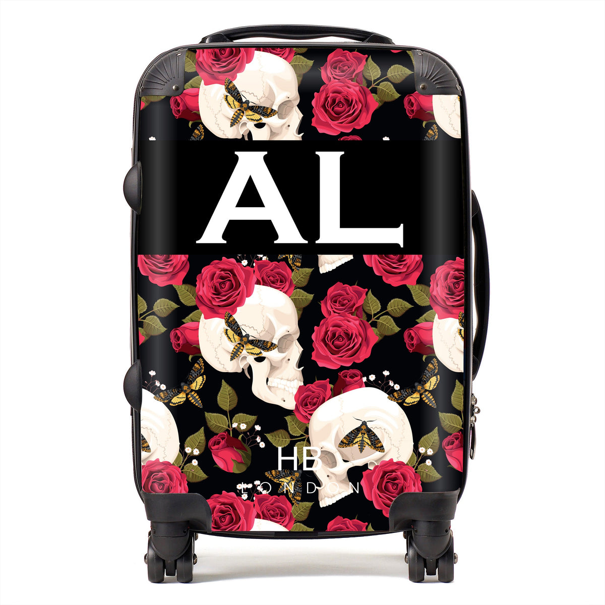 Skull and Roses Initial Personalised Suitcase