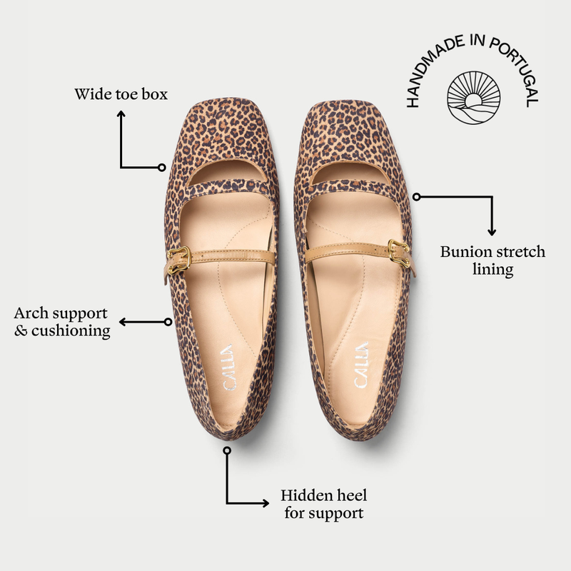 Alexa - Beige Leopard Leather Ballerinas-7