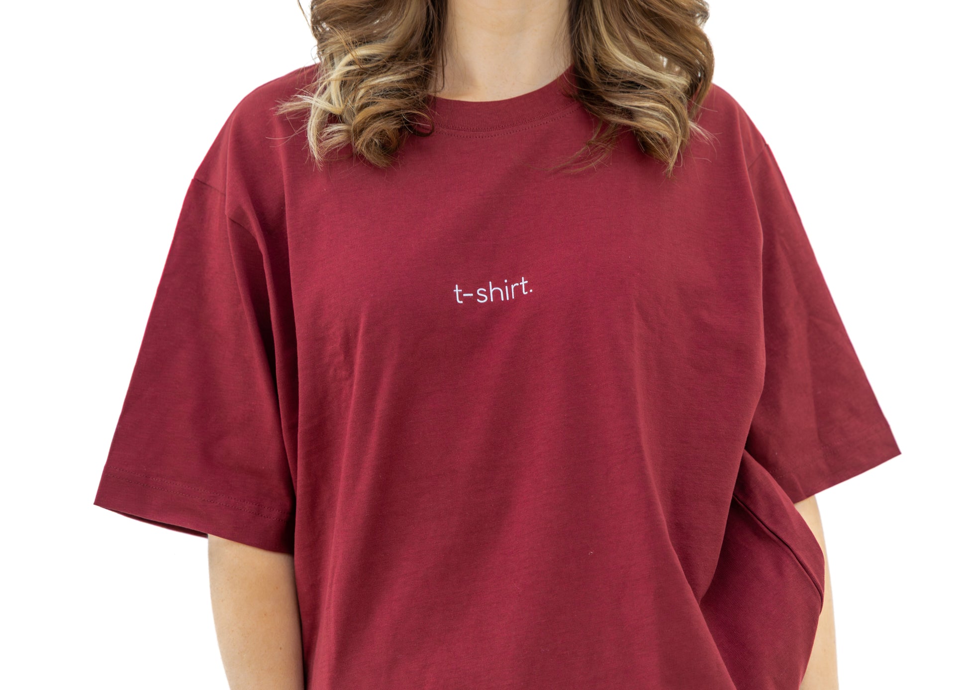 simple. t-shirt. burgundy.-5