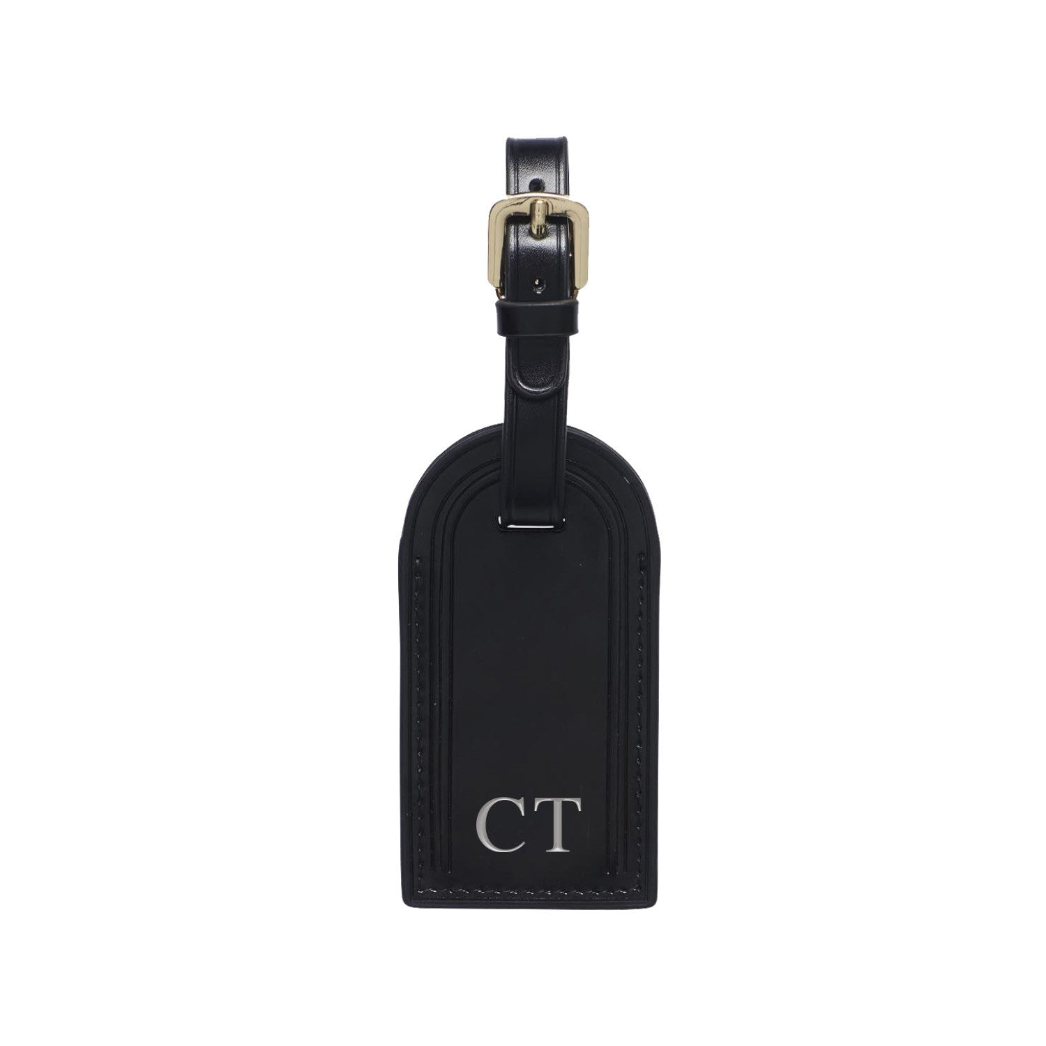 Black Leather Luggage Tag Personalised