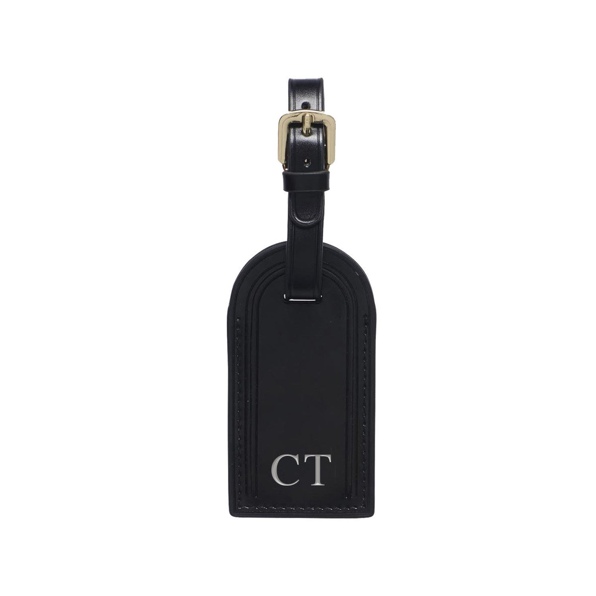 Black Leather Luggage Tag Personalised-1