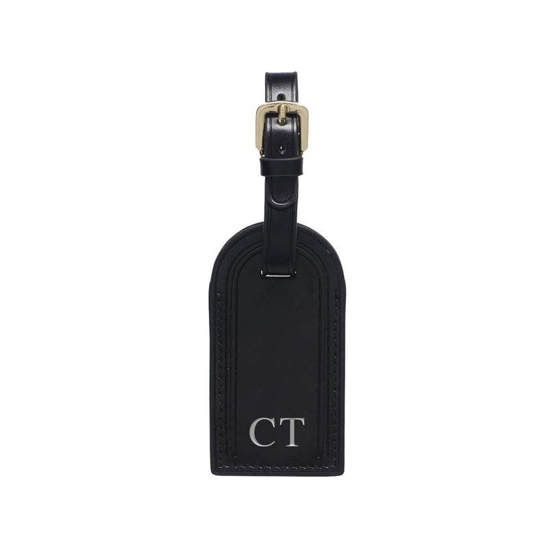 Black Leather Luggage Tag Personalised-1