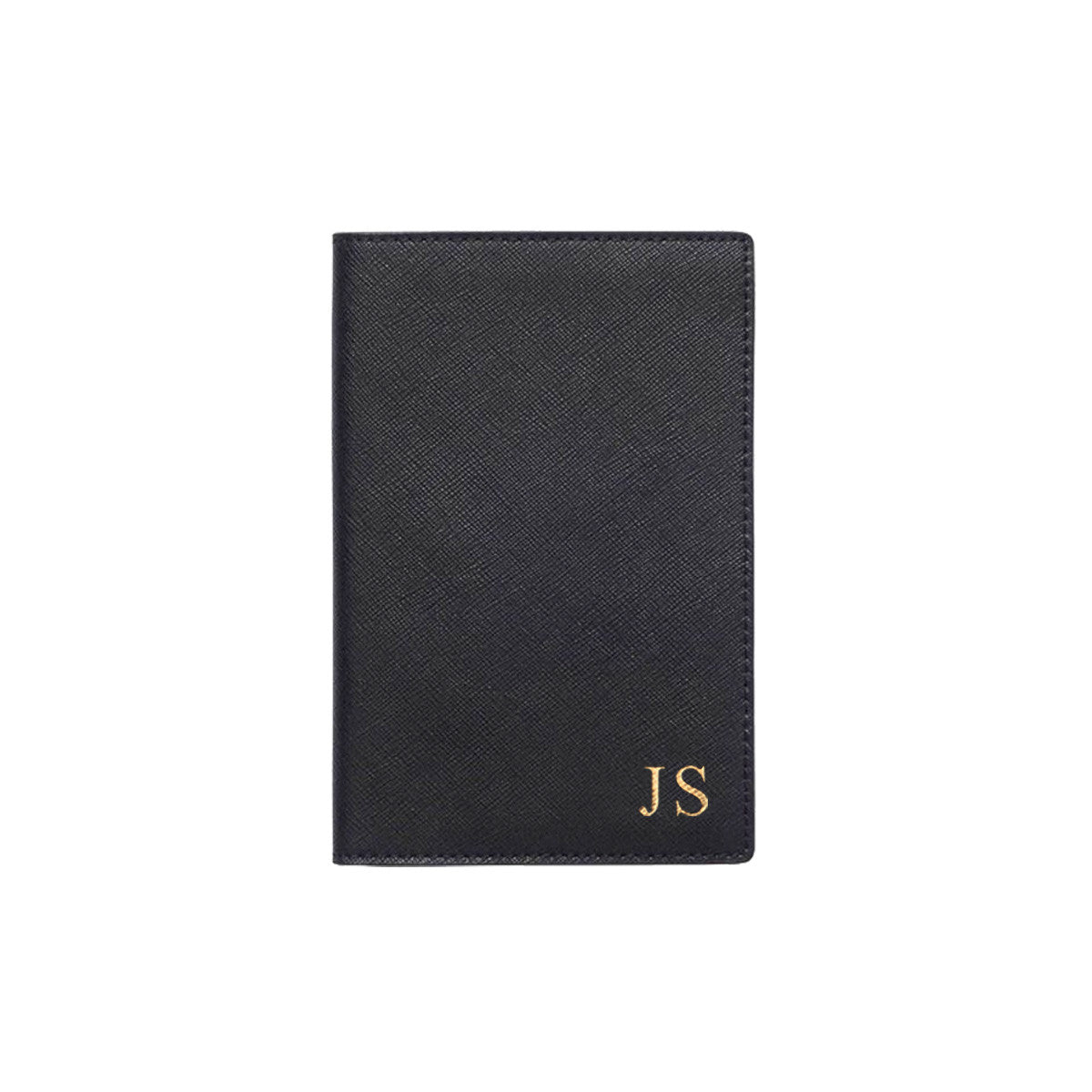Black Saffiano Leather Passport Holder Personalised