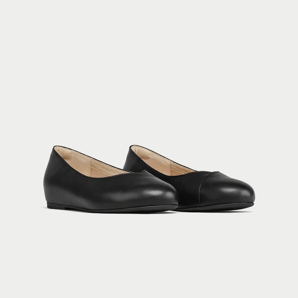 Charlotte - Black Leather Ballerinas-2