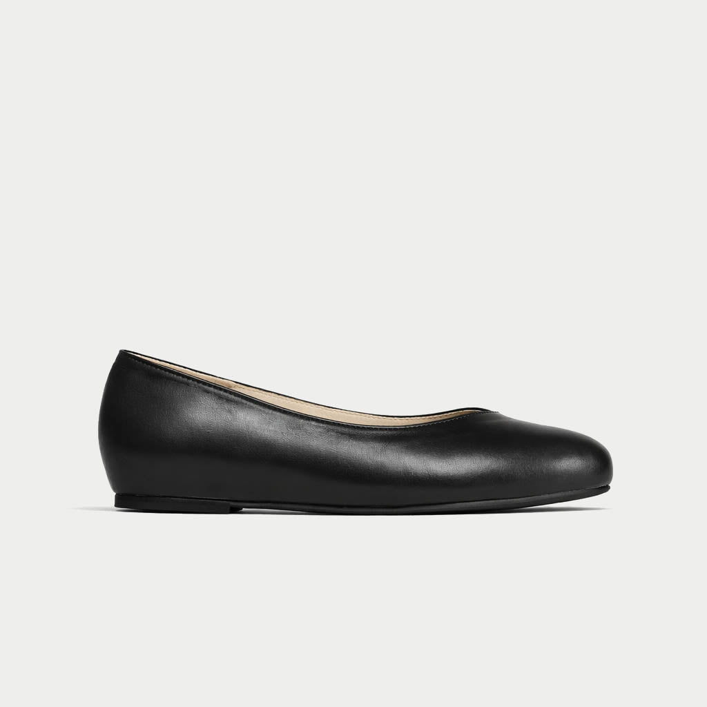 Charlotte - Black Leather Ballerinas-1