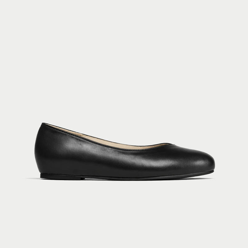Charlotte - Black Leather Ballerinas-1