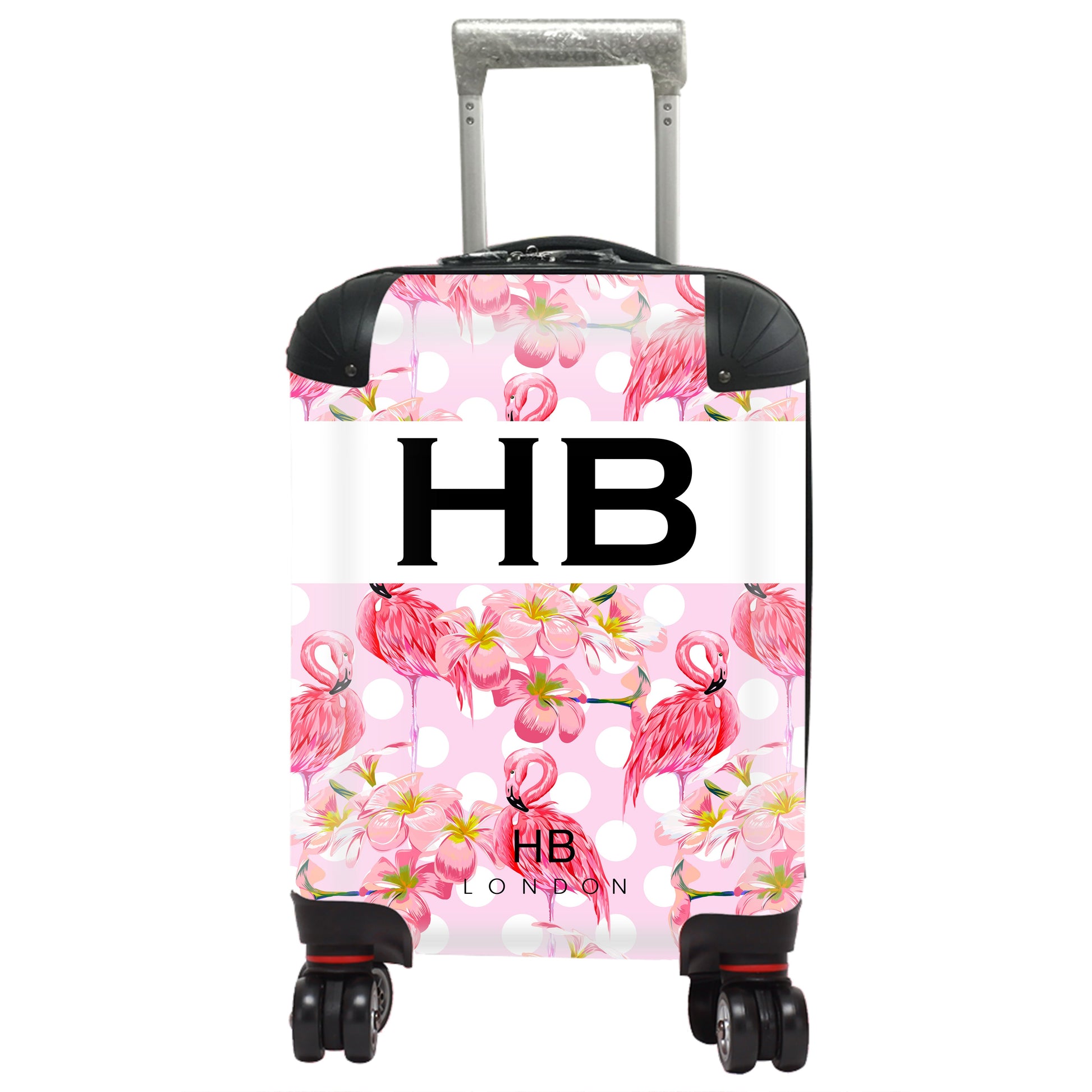 Polka Dot Flamingo Print Children's Personalised Suitcase-2