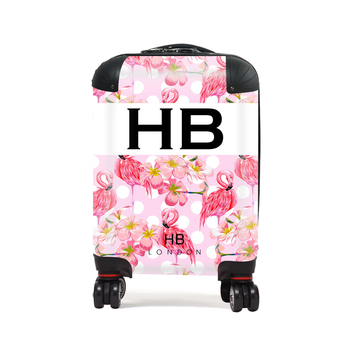 Polka Dot Flamingo Print Children's Personalised Suitcase-1