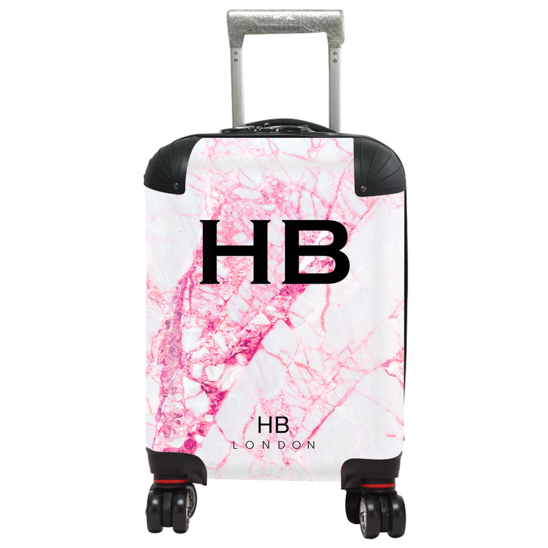 Pink Cracked Marble Children's Personalised Suitcase-3