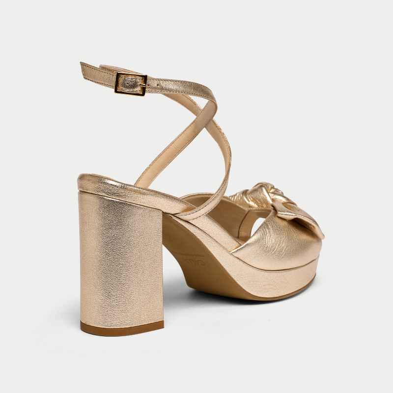Daisy - Champagne Metallic Block Heels-5