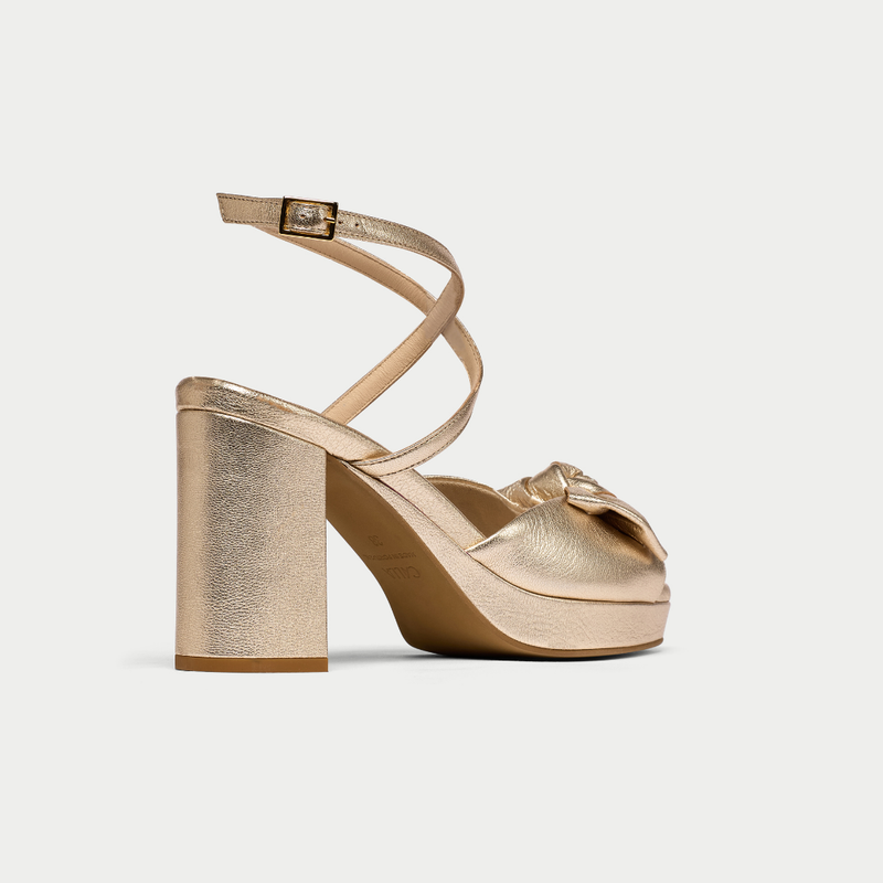 Daisy - Champagne Metallic Block Heels-7