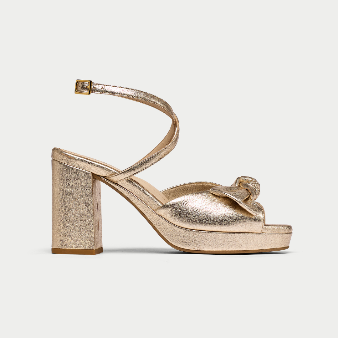 Daisy - Champagne Metallic Block Heels