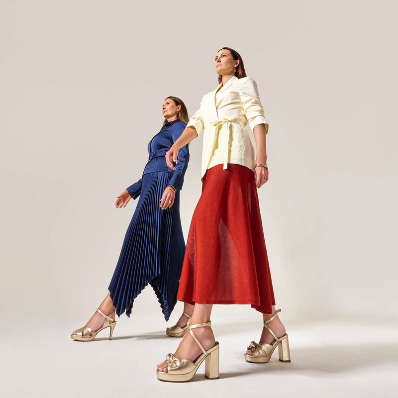 Daisy - Champagne Metallic Block Heels-4