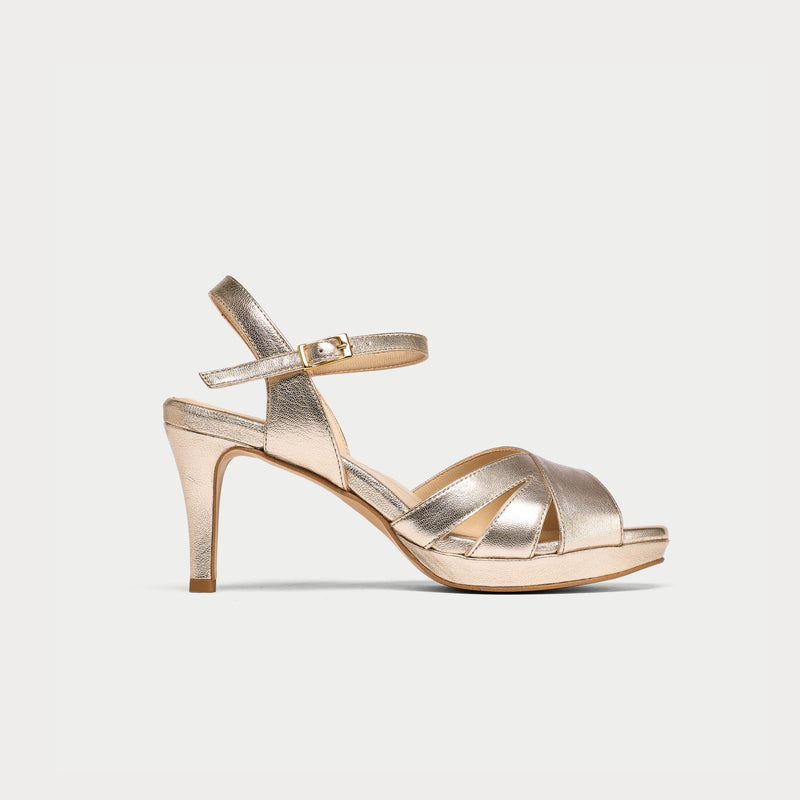 Emily - Champagne Leather Heeled Sandals-1