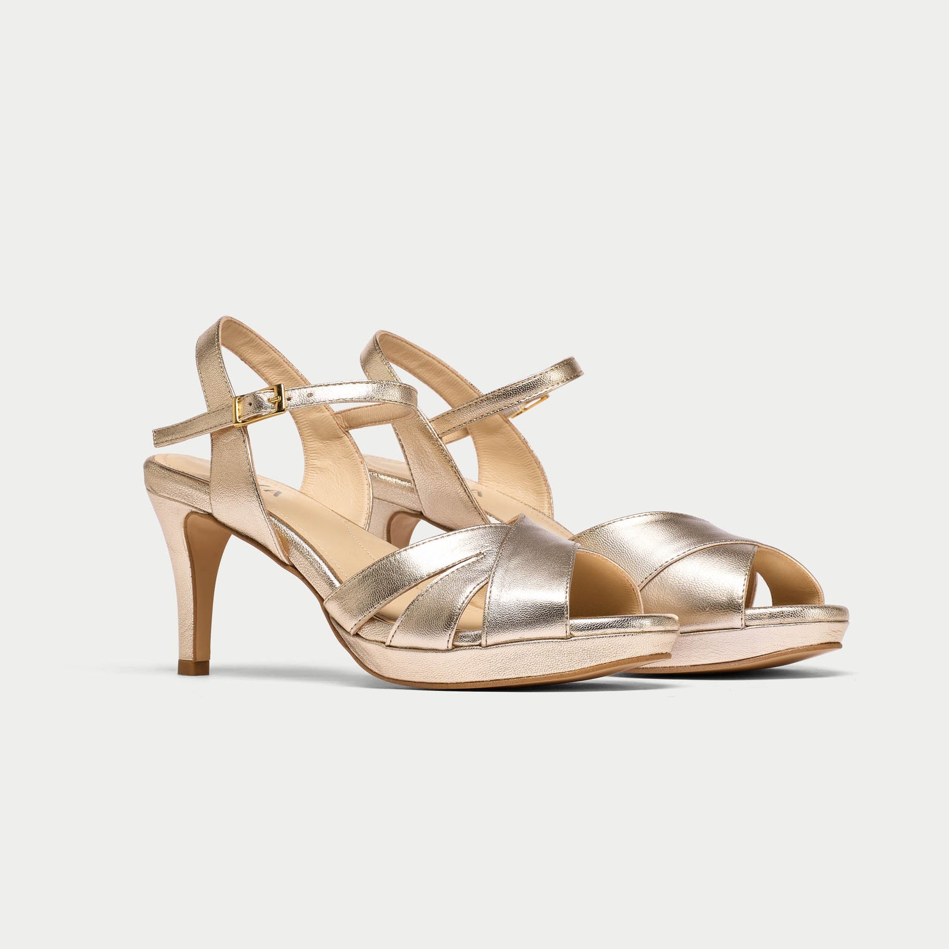 Emily - Champagne Leather Heeled Sandals-4