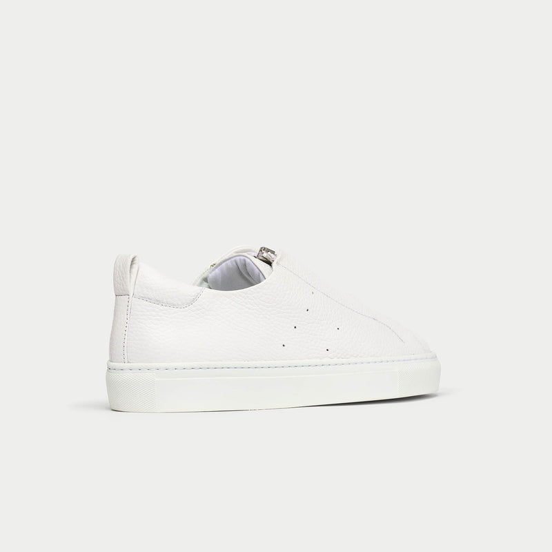 Estella - White Leather Zip-Up Wide Fit Trainers-11