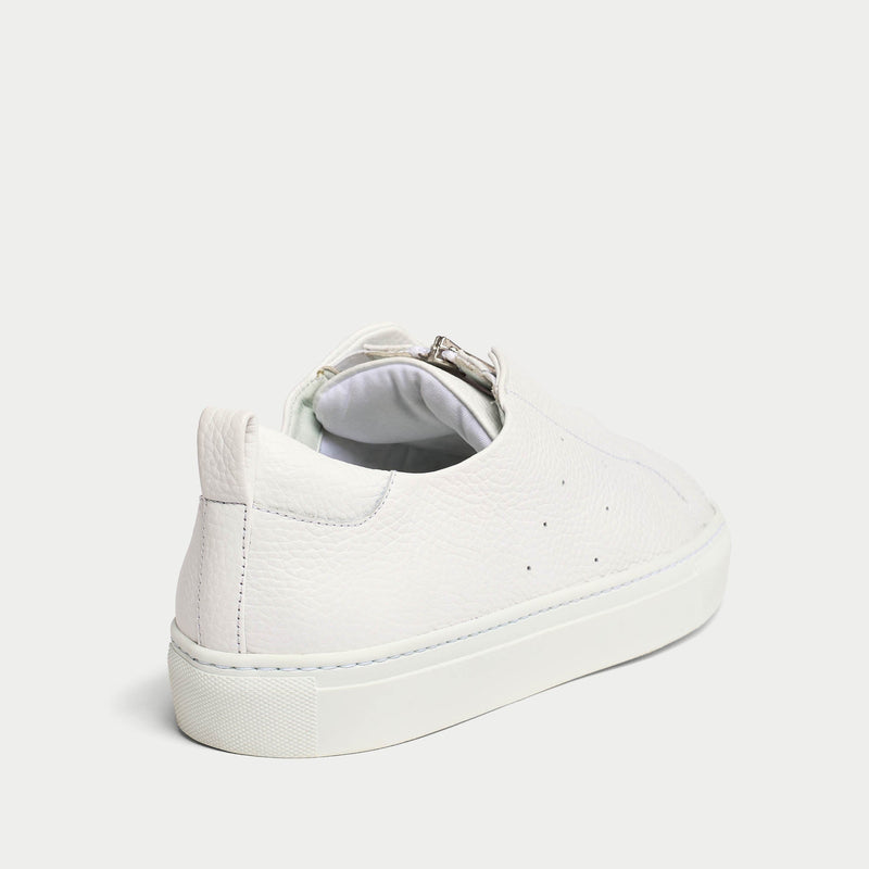 Estella - White Leather Zip-Up Wide Fit Trainers-10