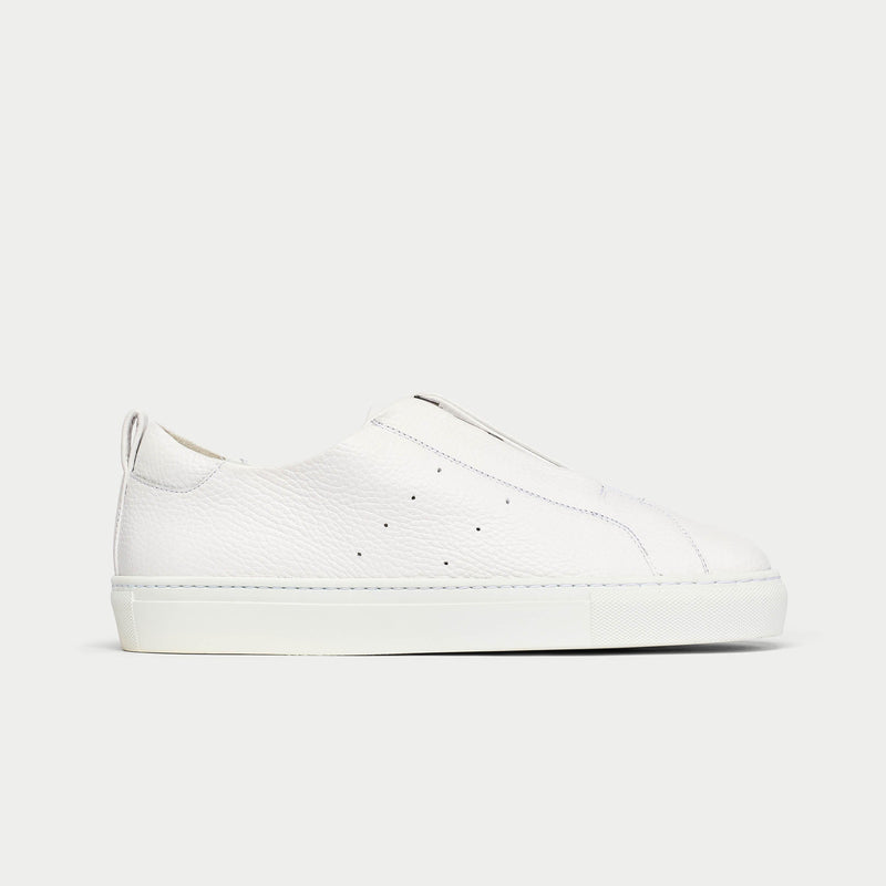Estella - White Leather Zip-Up Wide Fit Trainers-2