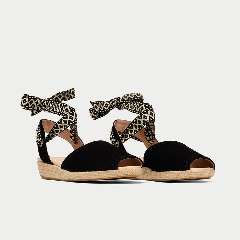 Evelyn - Black Canvas Espadrilles-2