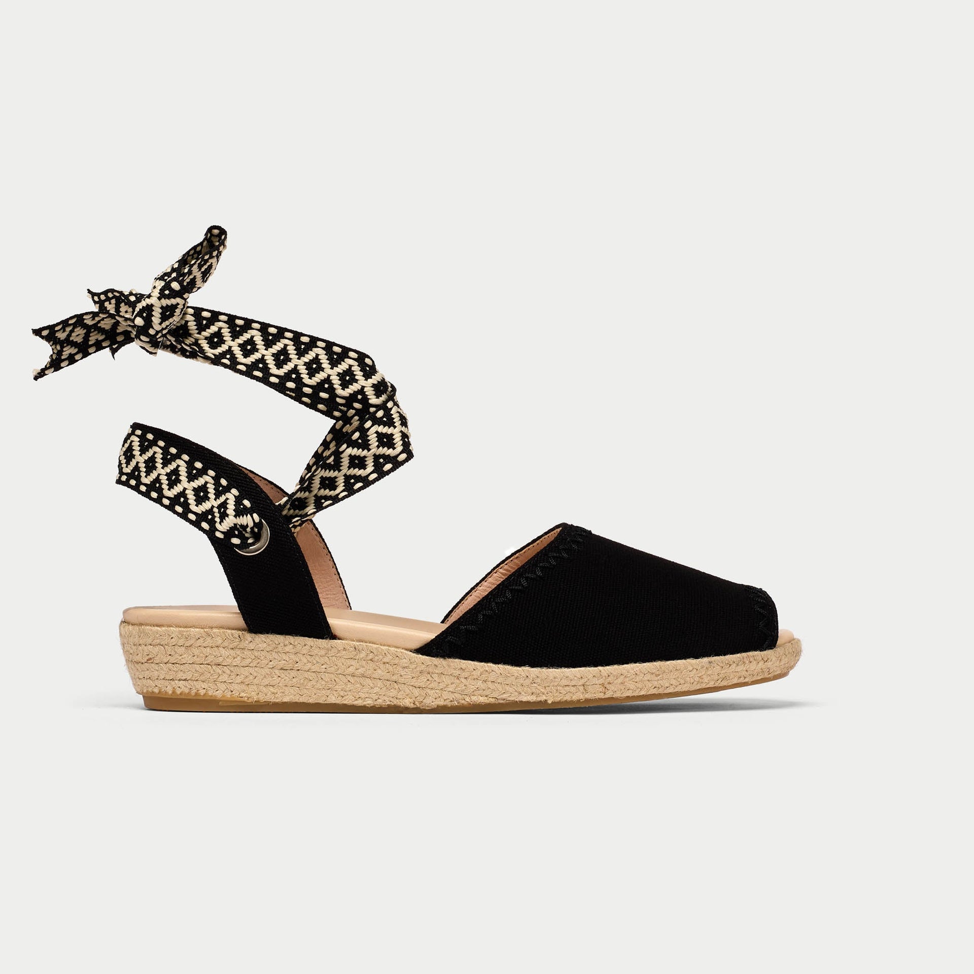 Evelyn - Black Canvas Espadrilles