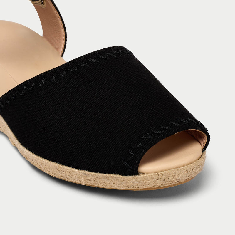 Evelyn - Black Canvas Espadrilles-4