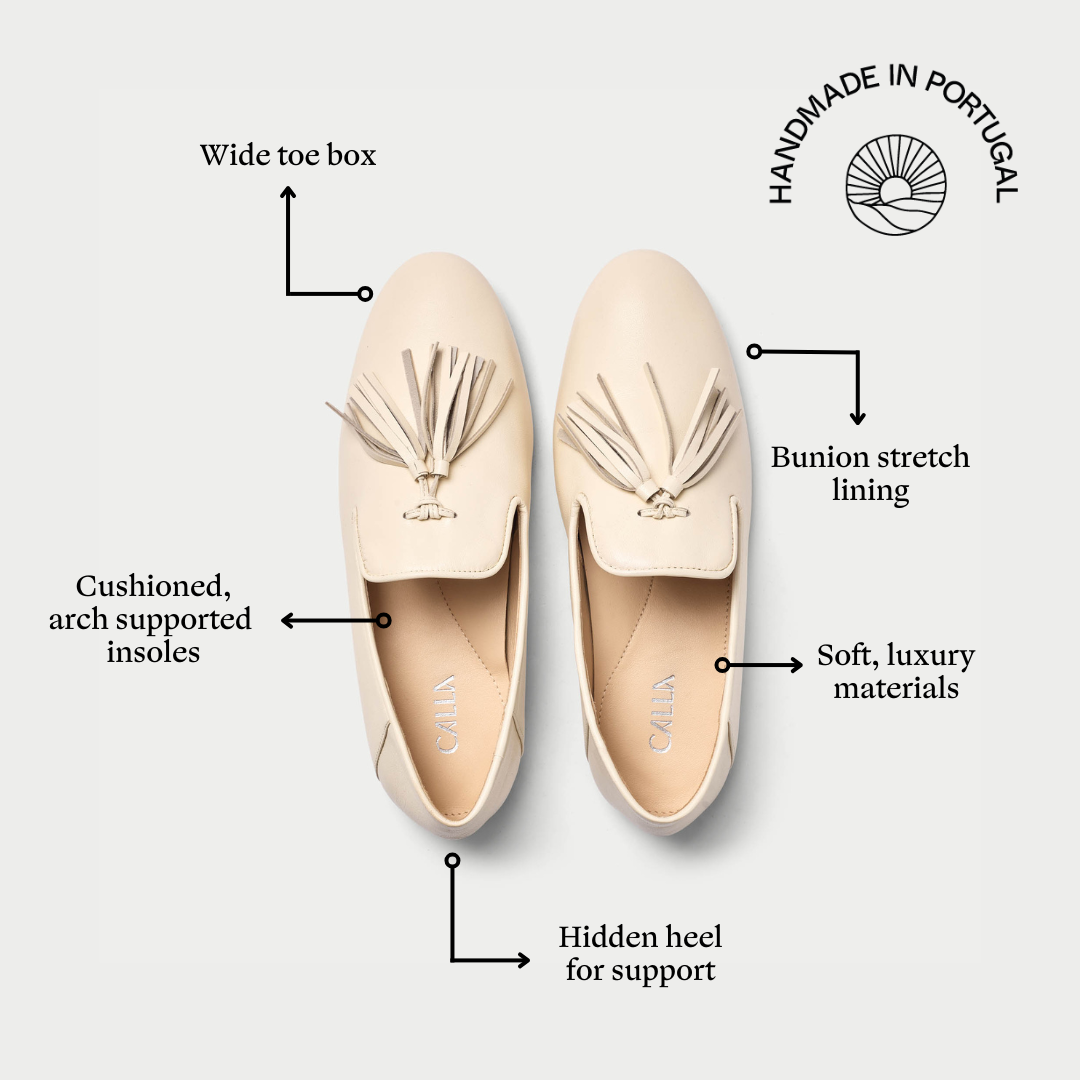 Freya - Off White Leather Loafers-7