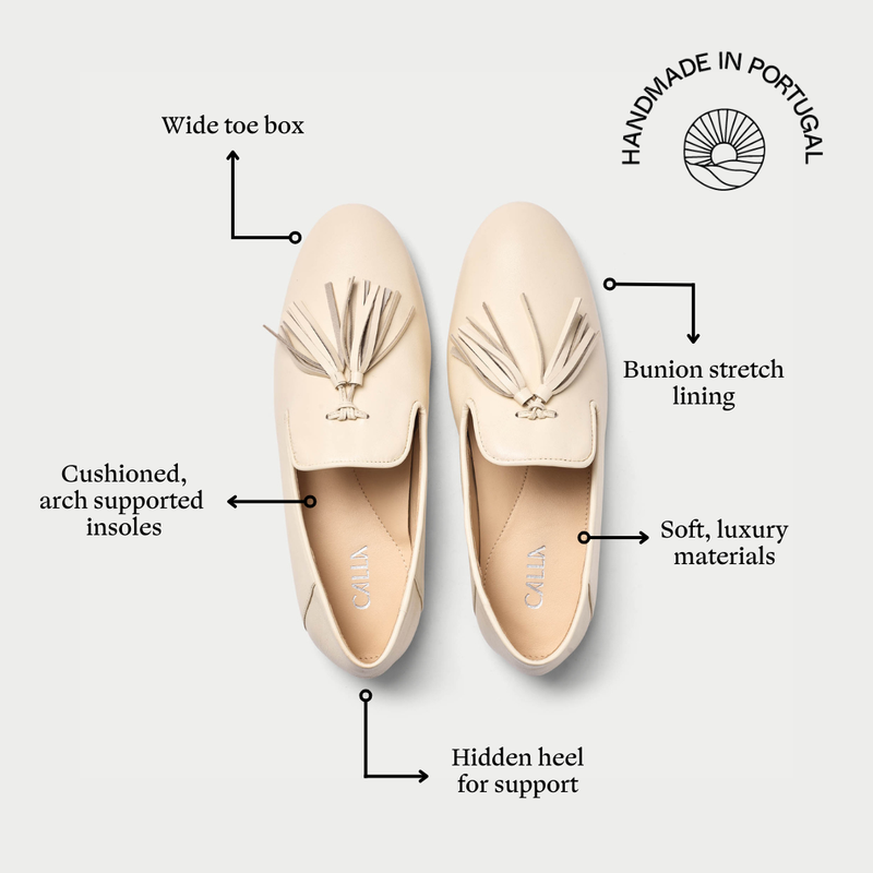 Freya - Off White Leather Loafers-7