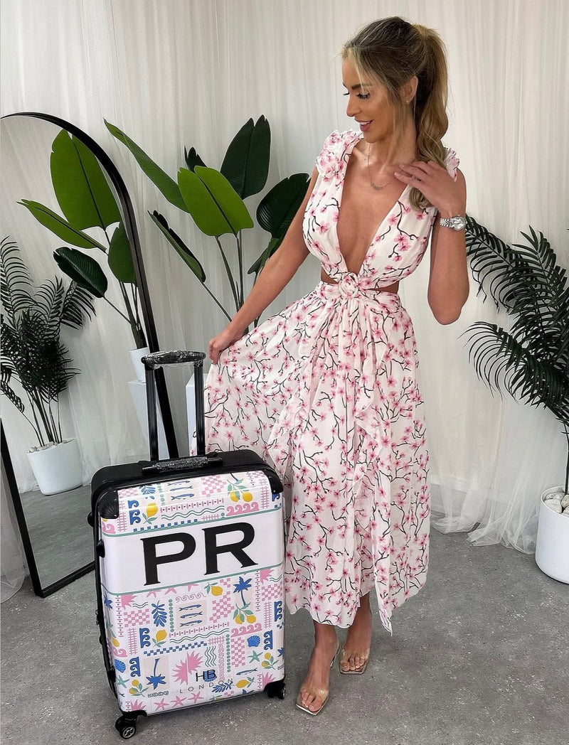 Côte d'Azur Dreams with Black Font Initial Personalised Suitcase-2