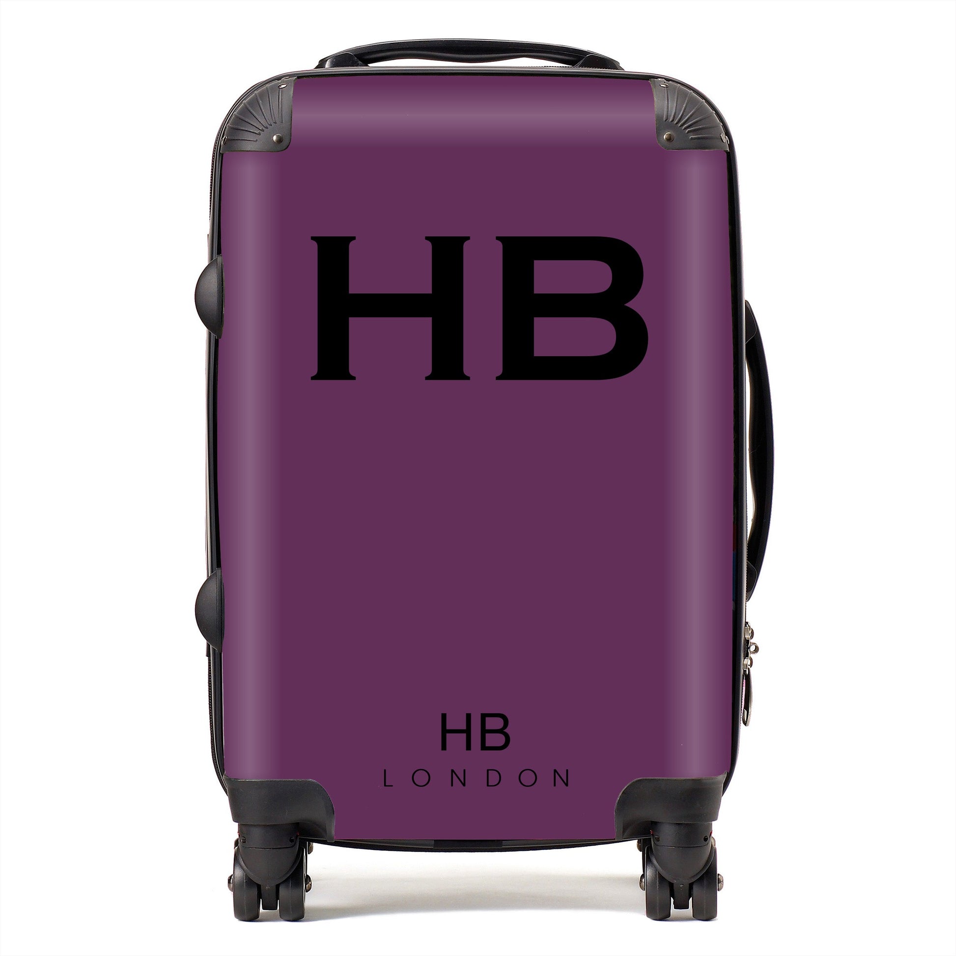 Aubergine with Black Font Initial Personalised Suitcase-1