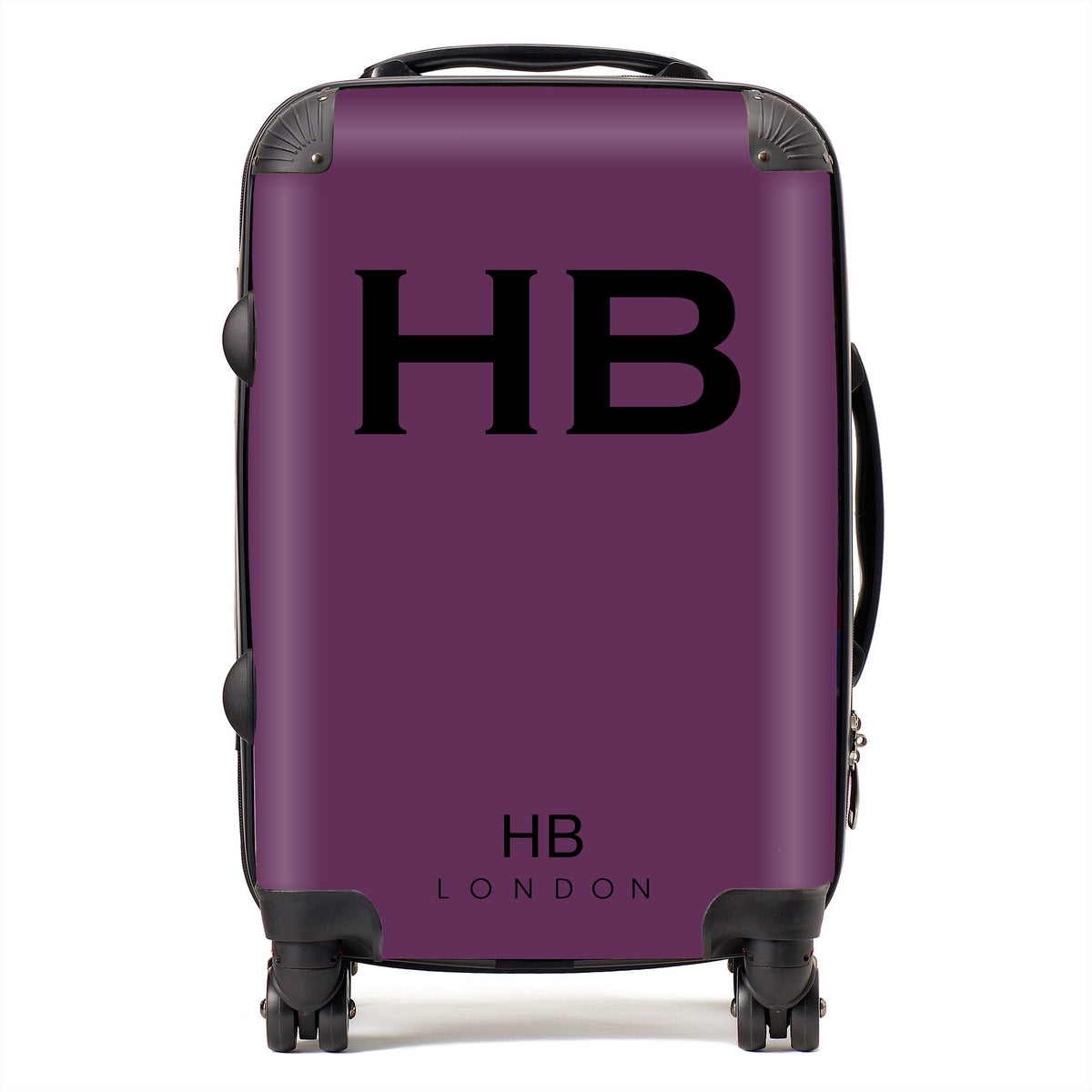 Personalised Aubergine with Black Font Initial Suitcase-1