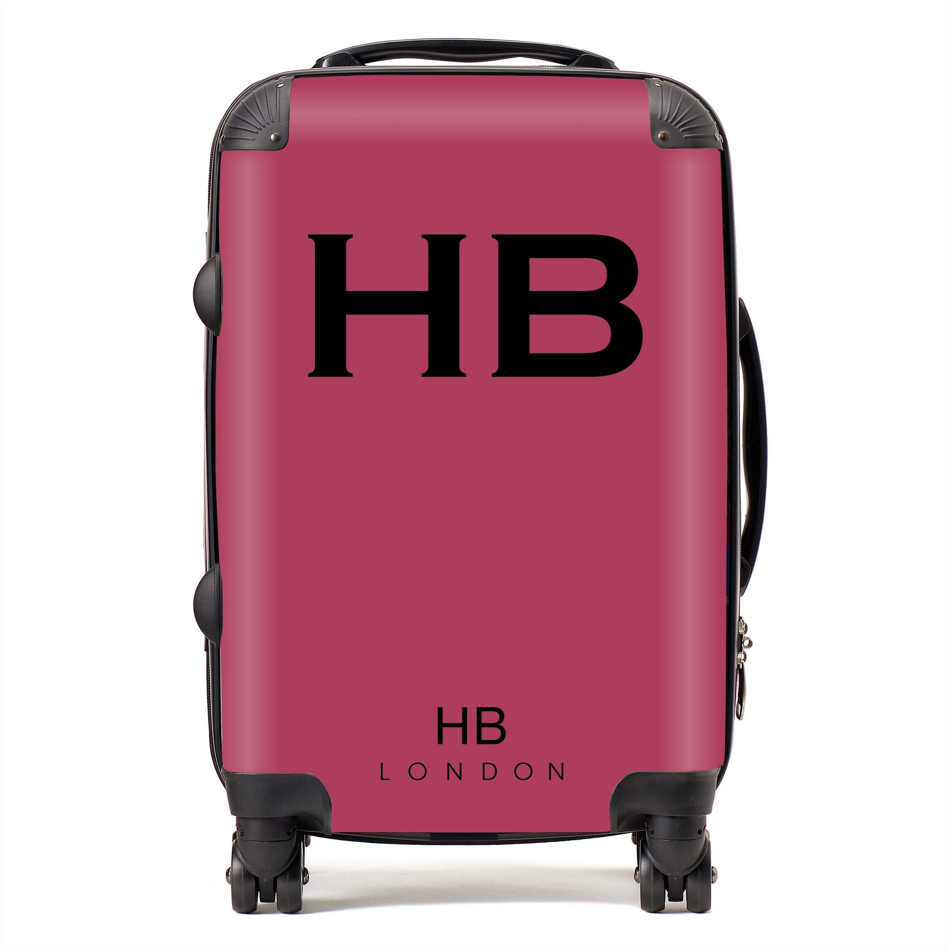 Berry with Black Font Initial Personalised Suitcase