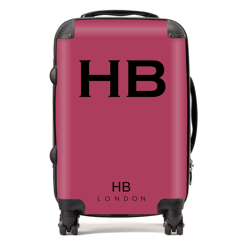 Berry with Black Font Initial Personalised Suitcase-1