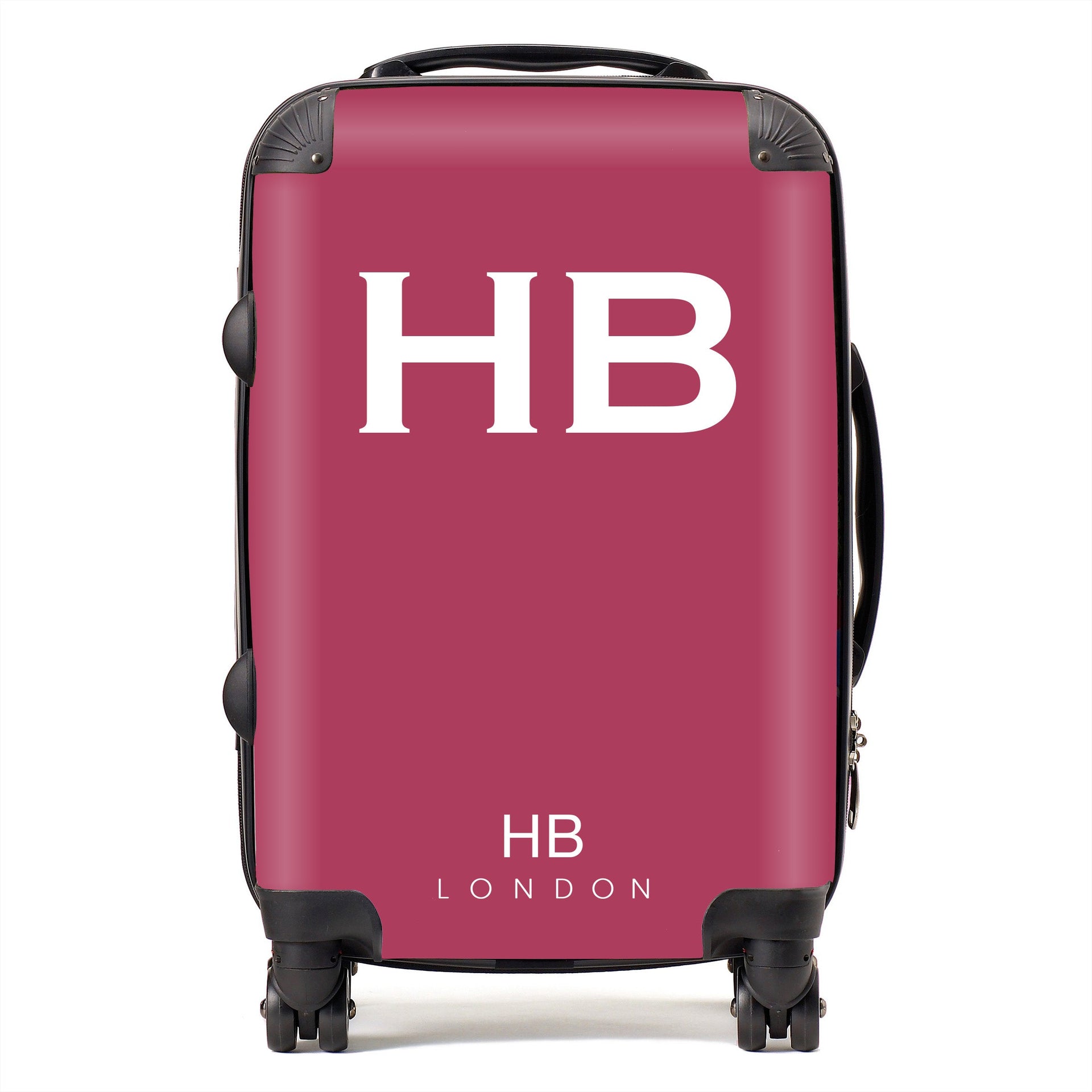 Berry with White Font Initial Personalised Suitcase