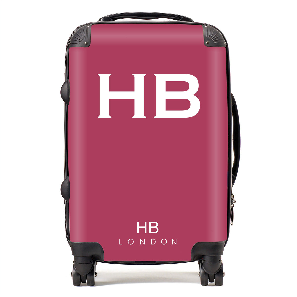 Berry with White Font Initial Personalised Suitcase-1