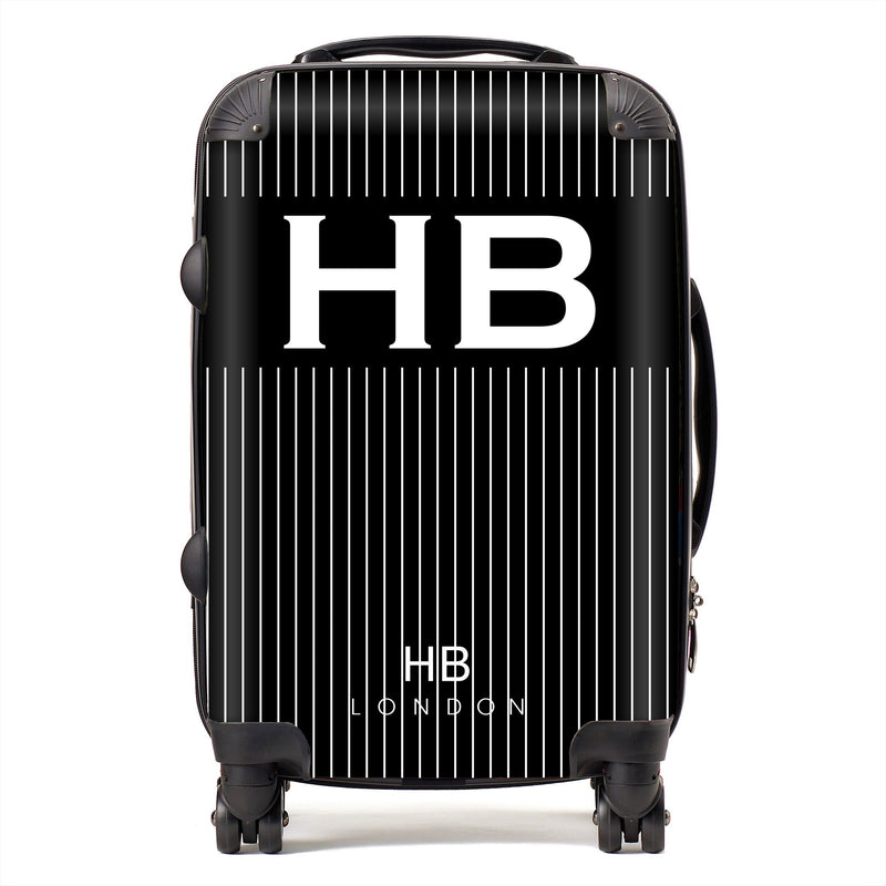 Black Pinstripe Initial Personalised Suitcase-1