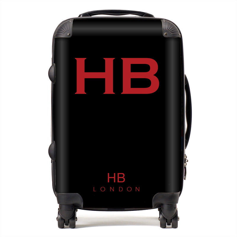 Black with Red Font Initial Personalised Suitcase-1