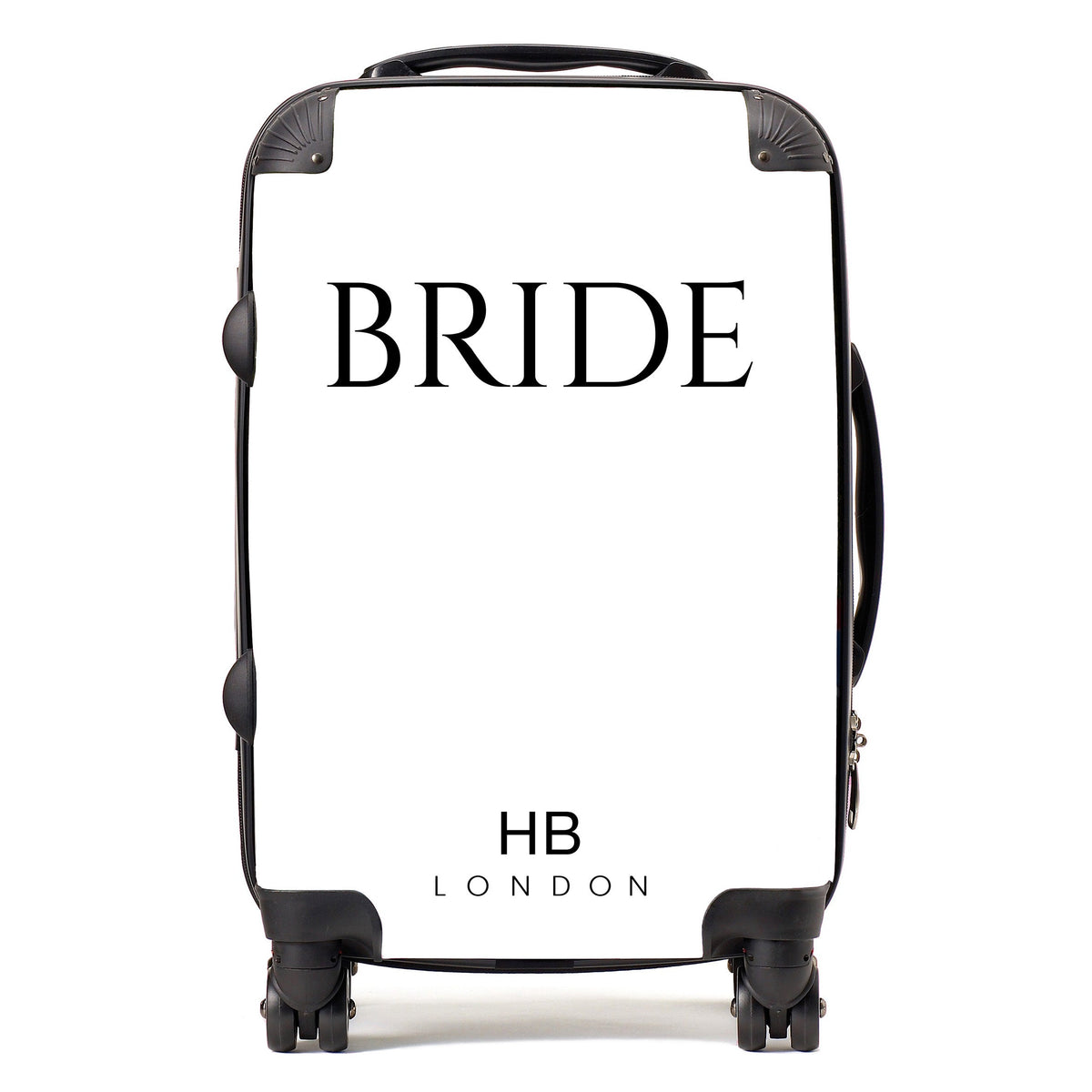 White BRIDE with Classic Font Personalised Suitcase-1