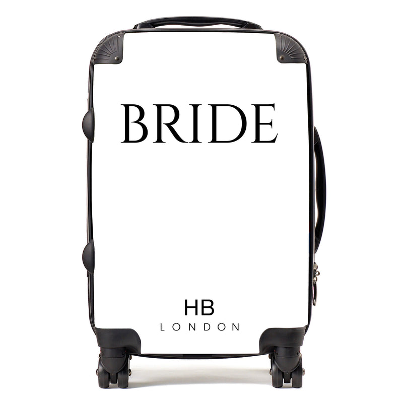White BRIDE with Classic Font Personalised Suitcase-1