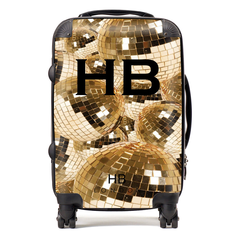 Disco Ball with Black Font Initial Personalised Suitcase-1