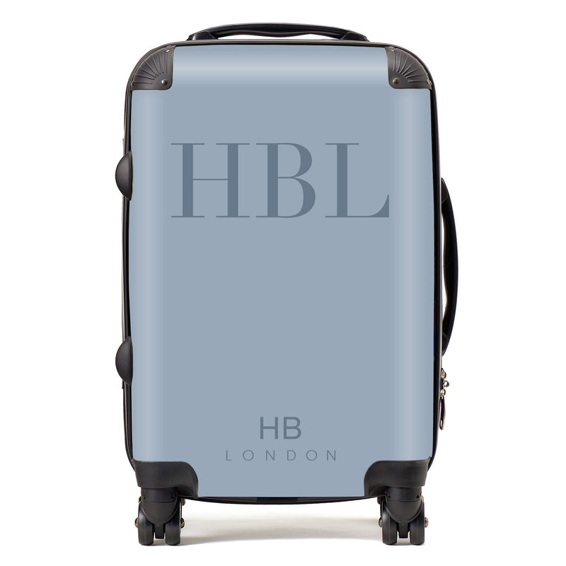 Dusty Blue Subtle Fashion Font Initial Personalised Suitcase-1