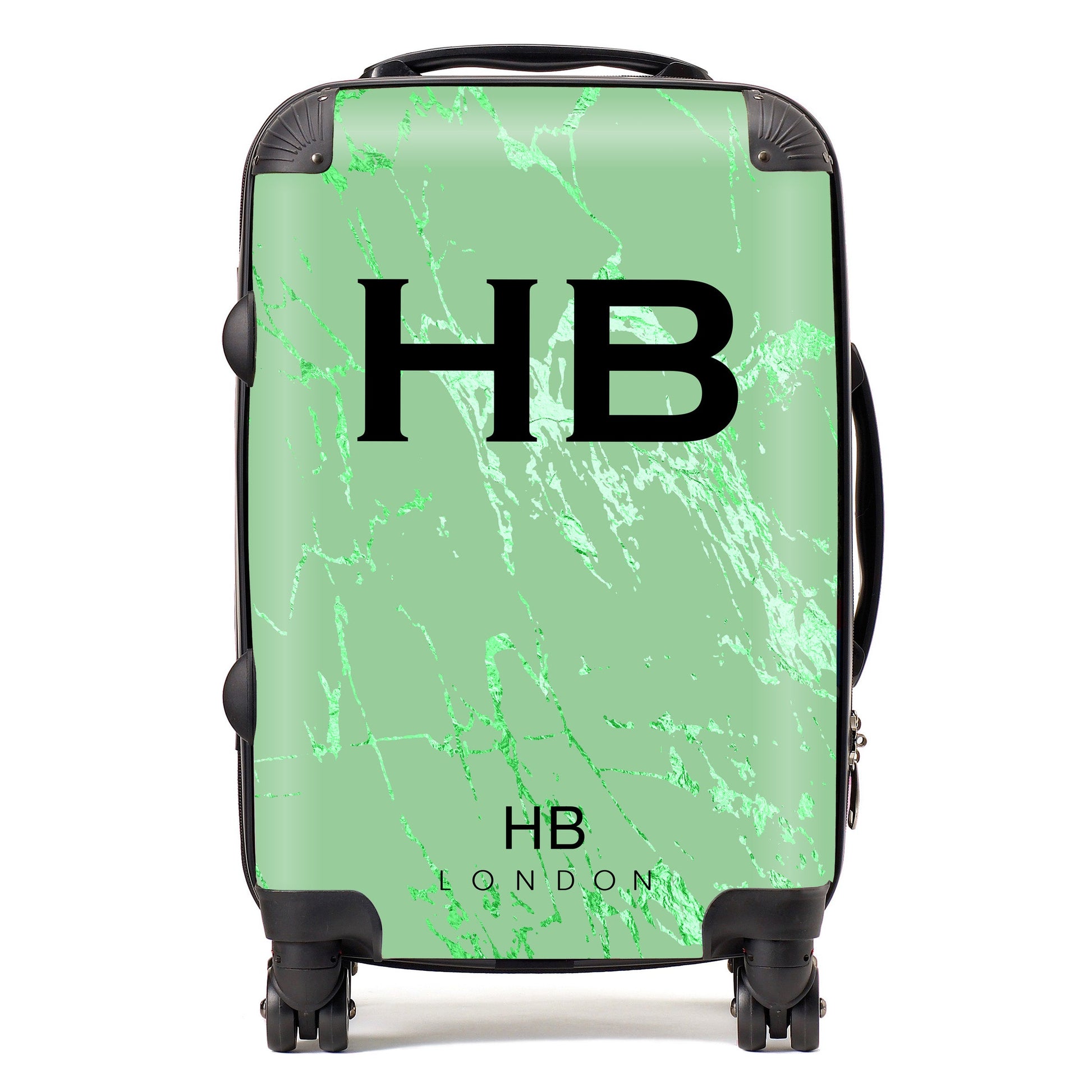 Green Foil Marble Initial Personalised Suitcase-1