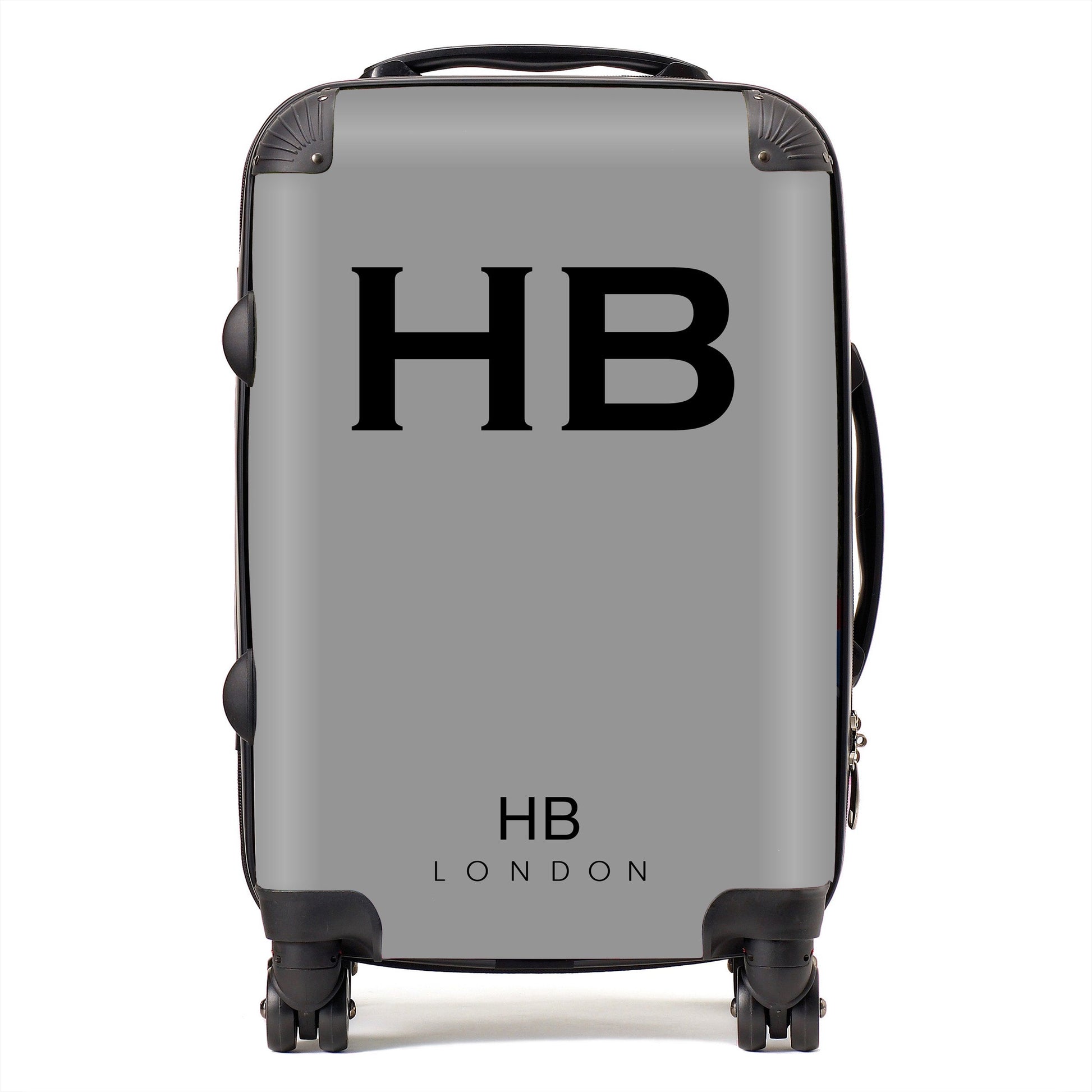 Grey with Black Font Initial Personalised Suitcase-1