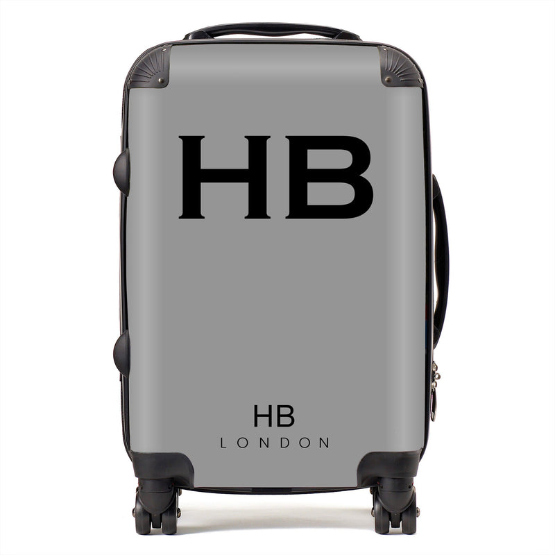 Grey with Black Font Initial Personalised Suitcase-1
