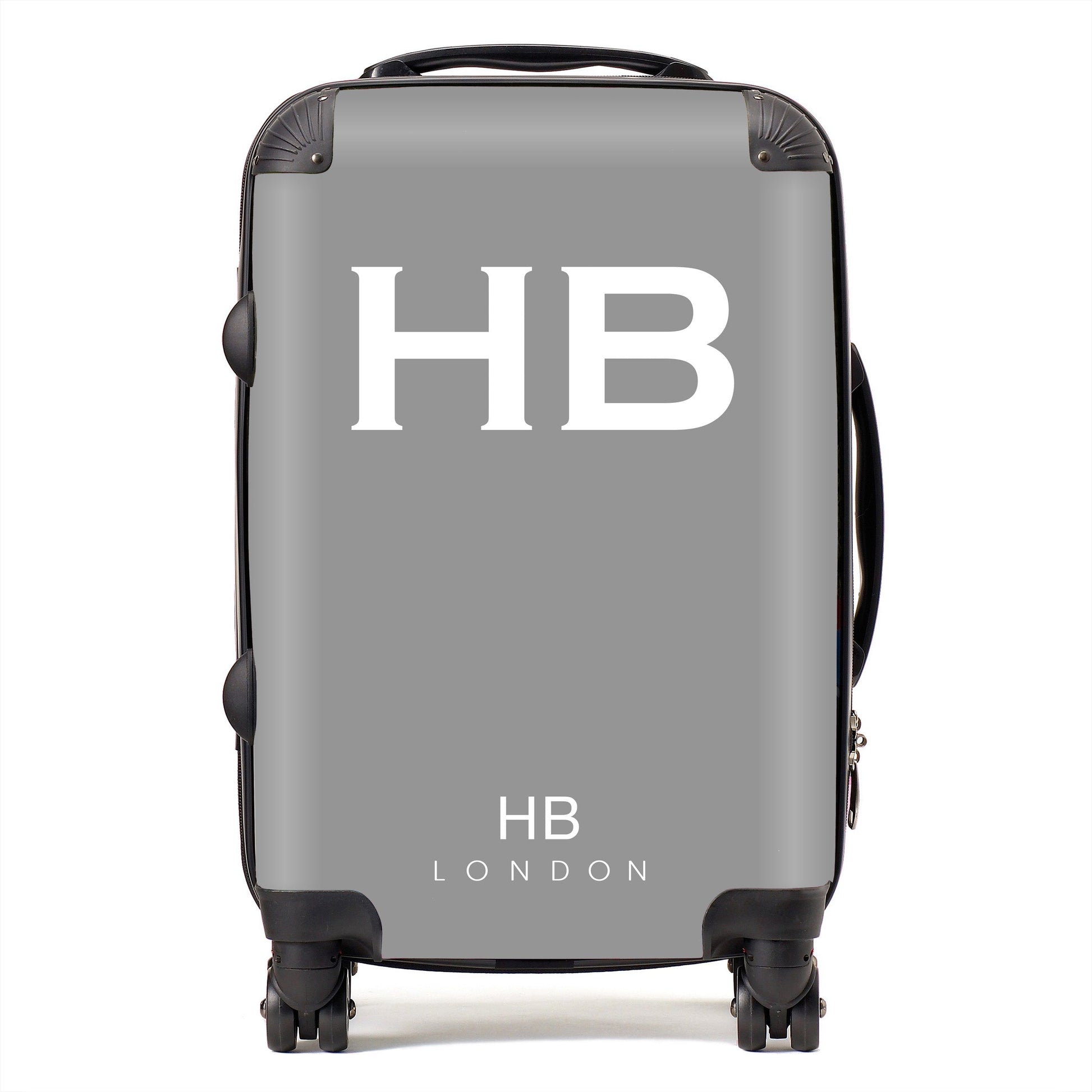 Grey with White Font Initial Personalised Suitcase-1