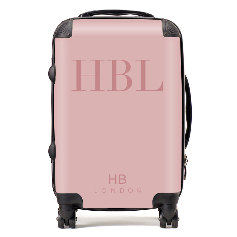 Dusky Pink Subtle Fashion Font Initial Personalised Suitcase-1