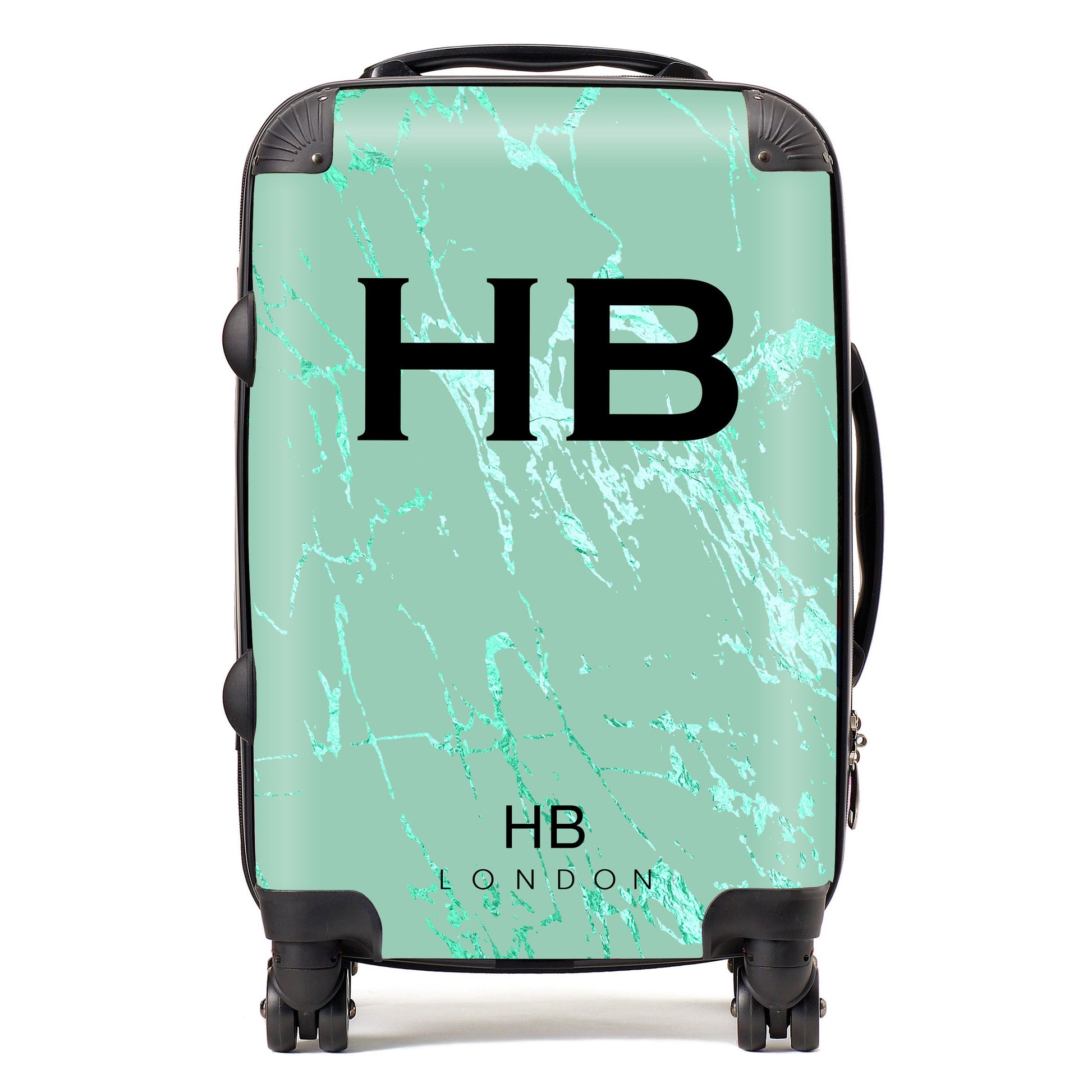 Mint Foil Marble Initial Personalised Suitcase-1