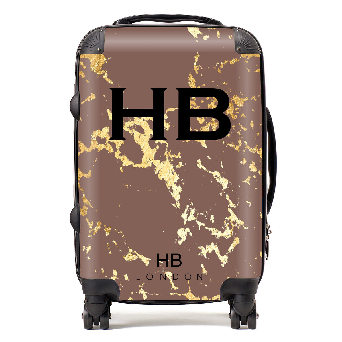 Mocha and Gold Marble Initial Personalised Suitcase